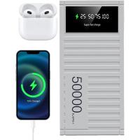 Banco de carga de 50.000 mAh, cargador de carga rápida de 66 W, banco de energía portátil, banco de batería de teléfono, capacidad de 50000 mAh para senderismo, camping, viajes, al aire libre (white） - details 2