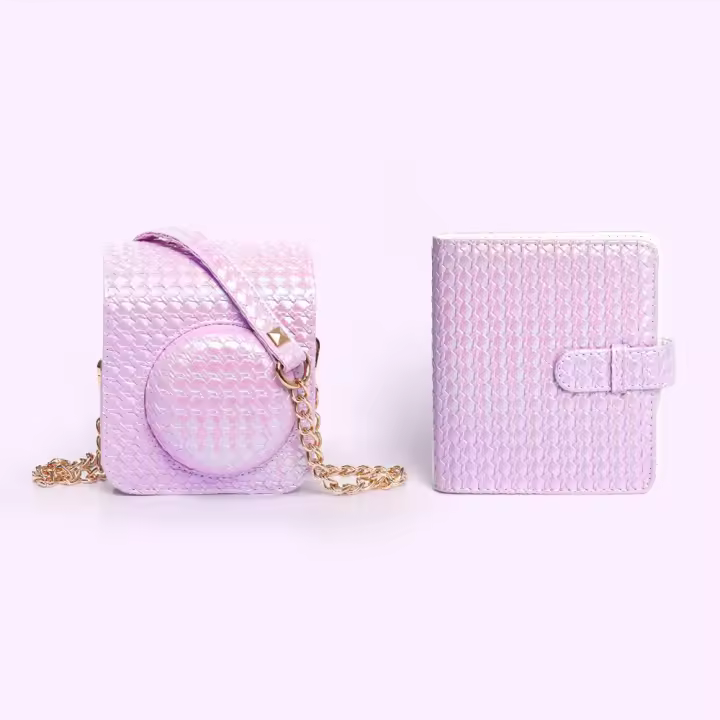 Set De Bolsos Tejidos Coloridos Para Instax Mini 12 Funda Portátil De PU Con Correa De Hombre Kit De Álbum Accesorios Para Cámara Instantánea - 1