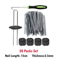 Juego De 50 Palos De Jardín De Acero Inoxidable Con Tapetes Y Gancho De Precisión Para Sombra De Grama Barro De Maleza Y Turf Artificial - details 9