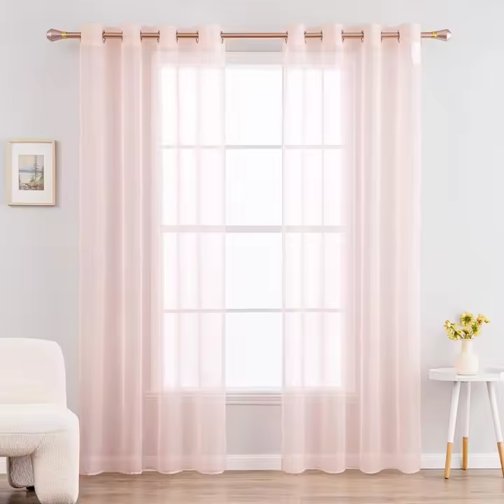 GREATOYAR Cortinas Salon Modernas, Cortinas Visillos Liso, Translúcidas Visillos, Cortinas Poliéster, Cortinas para Sala Cuarto Dormitorio Comedor Cocina Salón, 2 Piezas, 140x220cm / 140x260cm, Marrón/Azul/Beige/Blanco/Rosa/Gris/Morado/Naranja/Rojo - 1