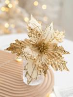 Flores Artificiales De Navidad Con Brillo Decoración Colgante Para Árbol De Navidad Regalo De Año Nuevo Adornos De Casa - details 2