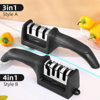 Afilador De Cuchillos De 3 Segmentos Para Cocina Multifuncional Portátil Con Piedra De Afilar Negra Material De Carburo De Tungsteno - details 0
