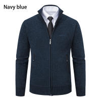 Chaqueta De Punto Para Hombre 2023 Cuello Erguido Gruesa Y Cálida Cardigan Suéter Casual Abierta Por Cremallera Manga Larga - details 13