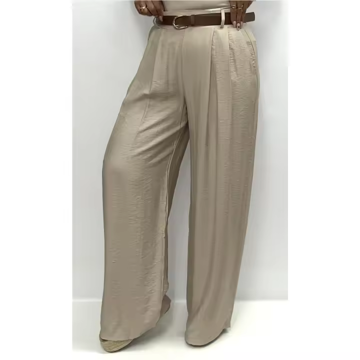 Pantalon Con Cinturon Diva Beig - 1