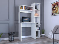 TUHOME Mesa de Escritorio Versalles, con estantería, Blanco Madera Manufacturada Oficina-Mesas - details 0
