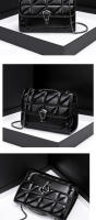 Bolso Bandolera Para Mujer Estilo Retro Cuero PU Cuadros Bordados Lujo Moda Cadena De Hombro Diagonal Transversal - details 4