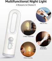 Lámpara De Noche Portátil Con Sensor De Movimiento 2 En 1 Para Dormitorio Baño Lectura Camping Alimentación Del Bebé Cuidado Ocular Lámpara De Mesa - details 1