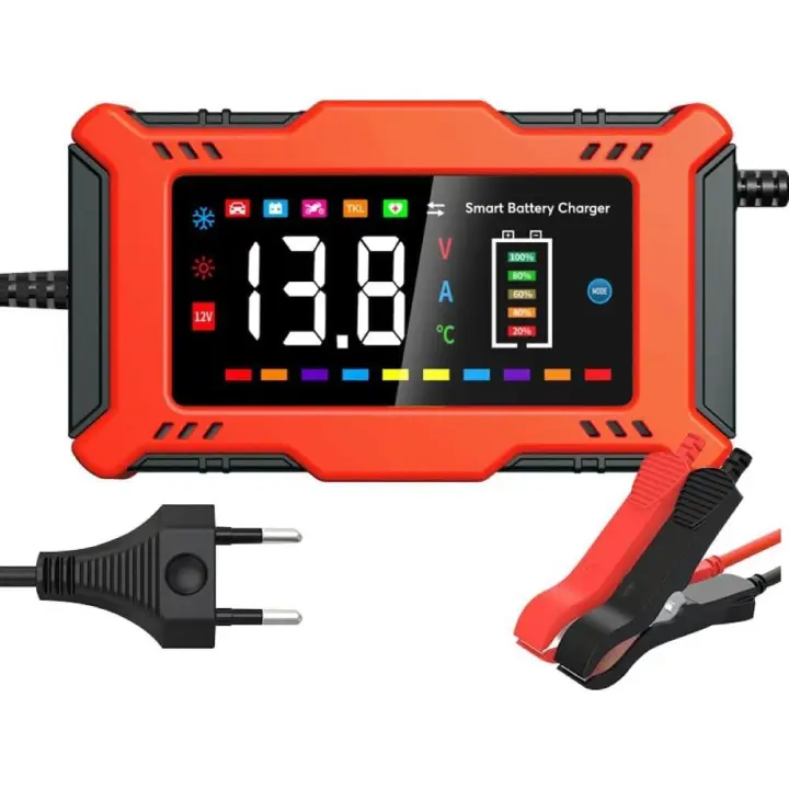Cargador de baterías 6A 12V Litio Fosfato de Hierro Plomo ácido Cargador de Batería de Coche Inteligente Completamente Automático, Utiliza en Cargador Bateria de Automóviles, Motocicletas,etc - 1