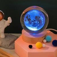 Lámpara De Noche LED Creativa Con Galaxia Milky Way En Cristal 6CM RGB Para Decoración De Habitación De Niños Luz Ambiental Del Sólido Del Sistema Solar - details 6
