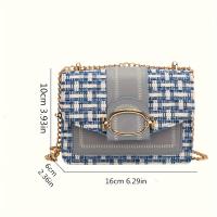 Bolso Bandolera Mini Tweed Escocés Con Correa Ajustable Y Cierre De Hebilla Moda Disponible En Crema Verde Azul Negro - details 3