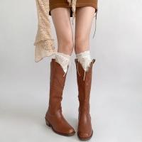 Medias Largas De Veludo Con Encaje Blanco Y Cinta Para Mujer Estilo Lolita Calf Socks Lindas Y Dulces Medias De Pierna Media - details 23