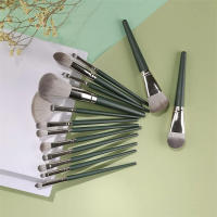 Conjunto de 14 brochas de maquillaje de lujo - Brochas profesionales de felpa verde para detalles completos de rostro y ojos - Ideal para base, contorno y difuminado - details 5
