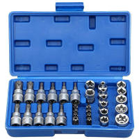 Nueva Kit De Herramientas Manuales 34Pcs Tornillos Torx Estrella Macho Y Hembra Con Llave De 3/8" Y Hexagonal 5/16" Para Reparación De Coches En Casa - details 9