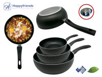 HAPPY FRIENDS Sartén Honda Aluminio Adherente para inducción | Sartén Superficie Llana con Calentamiento Rápido y Uniforme | Tamaño a elegir Ø20/24/26/28/32 CM | Libre de PFOA y PFAS - details 2