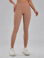 Pantalones Deportivos De Mujer En Color Sólido Cintura Alta Elástica Leggings De Fitness Sin Costuras Ajuste De Cadera - details 15