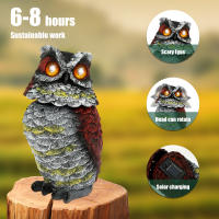 1/2Pcs Despavoridor De Pájaros Solares En Resina Con Ojos Parpadeantes Y Cabeza Giratoria Estatua De Buho Para Jardín Lawn Decoración De Exterior - details 2