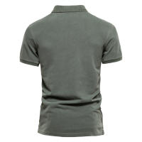 Camisas Polo Para Hombre AIOPEON 100% Algodón Color Sólido Casual Manga Corta Torndown Estilo Callejero Moda Primavera Verano - details 2