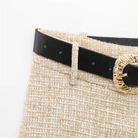 Conjunto De Vestido Y Shorts Asimétricos Para Mujer UNIZERA2025 Tweed Sin Mangas Cierre De Botones Con Cinturón Estilo Oficina Lady Verano - details 16