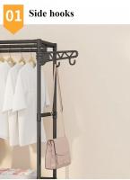 Perchero de doble filas para ropa, perchas de almacenamiento de zapatos con ganchos colgantes, varillas para abrigos y zapatos, colgador de ropa para el hogar - details 0