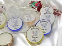 Lote 10 Bálsamos Labiales con espejo y aroma a Vainilla en bolsa de regalo de organza - Regalos para Invitados de Bautizo - details 2