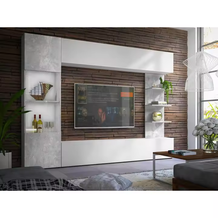 Módulo de salón Comfivo 210, Muebles ES, Aglomerado laminado, Con mesa de TV, 250 x 187 x 30cm - 1