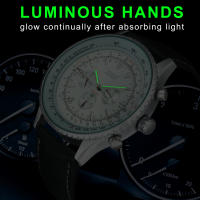 Reloj Automático JARAGAR Pilot Para Hombres Multifuncional Con Dial Sub Con Correa De Cuero Lujo Marca Top Resistentes Al Agua Y Choque - details 2