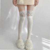 Medias Largas De Veludo Con Encaje Blanco Y Cinta Para Mujer Estilo Lolita Calf Socks Lindas Y Dulces Medias De Pierna Media - details 1