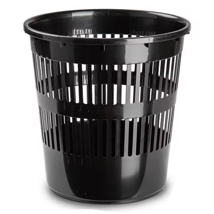 PAPELERA REDONDA 27,5 CM NEGRA PLASTICFORTE - 1