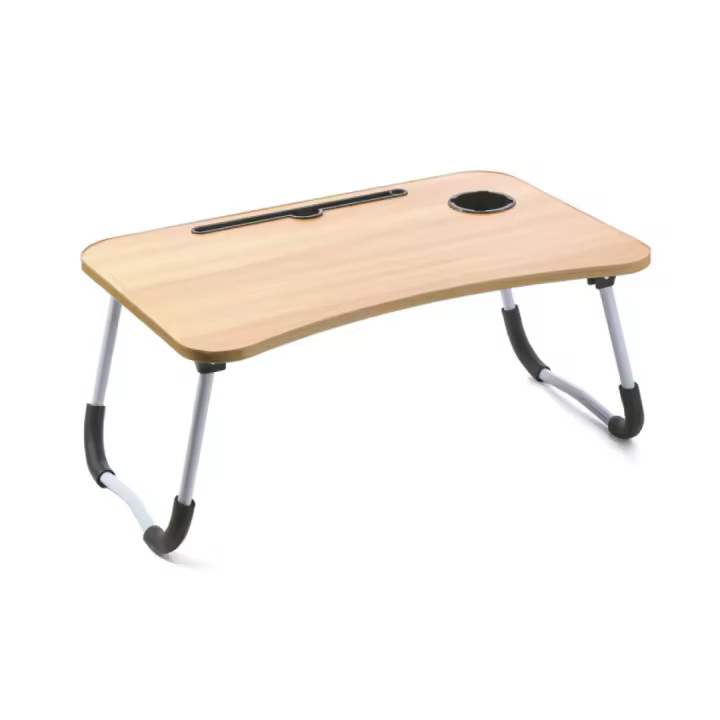 Mesa Plegable de madera y metal cromado para ordenador o tablet. Mesa Laptop Plegable de Madera 40x60x26 cm Bandeja Auxiliar multiusos - Home Family - 1