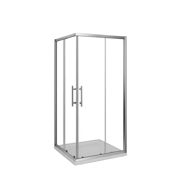 Mampara de Ducha Cuadrada Corredera,Perfil Cromado,Vidrio Templado 5mm,(680-700)x(680-700)x1850mm - 1