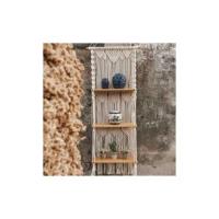 Tapiz de pared, Estante de pared tejido Decoración de pared de madera Estante de almacenamiento colgante flotante Cuerda de algodón bohemio - details 2