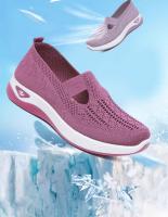 2025 new sports style women's shoes, women's breathable warp knitted women's shoes, lace-up sports shoes Summer breathable soft sole middle-aged and elderly mother shoes - details 0