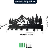 Porta Llaves De Metal Resistente Con Diseño De Montaña Árbol Y Foresta Para Decoración De Entrada Y Pasillo Organizador De Llaves Y Decoración Moderna - details 0