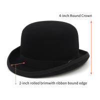Sombrero Derby De Lana Negra 100% Para Hombres Y Mujeres Lining De Satén Estilo Formal Fedoras Para Fiestas Y Complementos De Magia Talla Ajustable - details 4