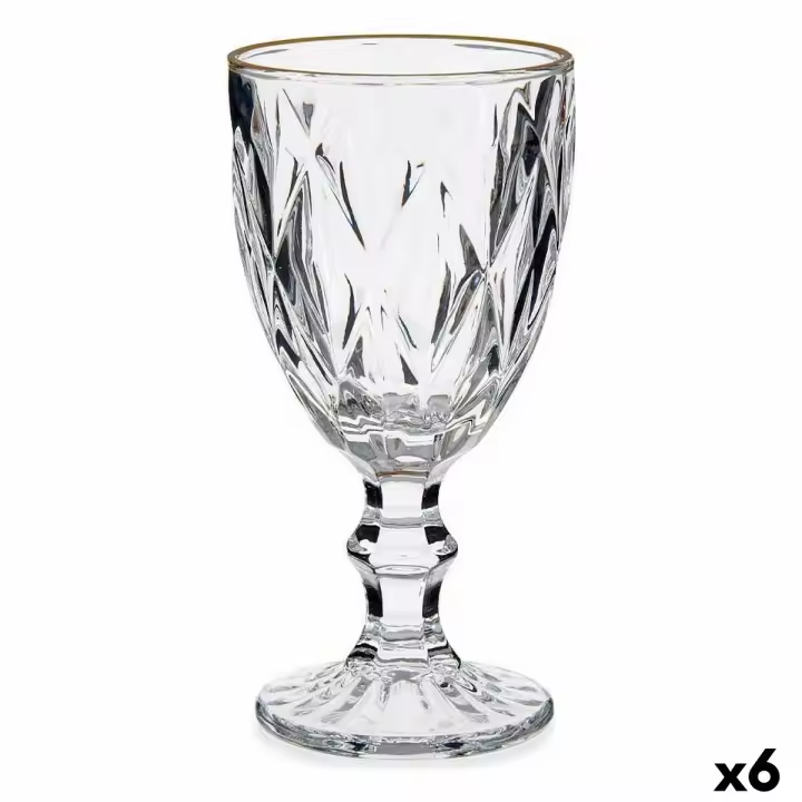 Copa de vino Vivalto R-00817DL/BHA6-M Transparente Dorado Vidrio 330 ml (6 Unidades) - 1