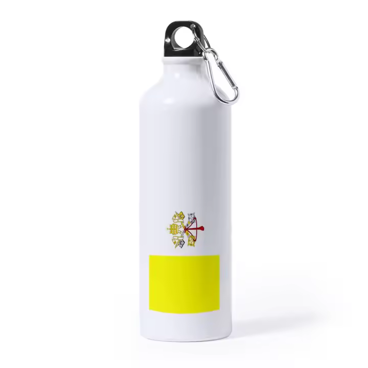 MERCHANDMANIA BIDON GRANDE 800 ML ACERO INOXIDABLE bandera vaticano pais gobierno cristiano papa deporte deportivo con mosqueton botella - 1