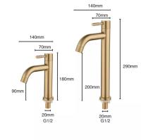 Grifo De Baño De Acero Inoxidable SUS 304 Dorado Estilo Vintage Montaje En Superficie Solo Mano Corriente De Agua Fría Y Caliente No Incluida - details 3