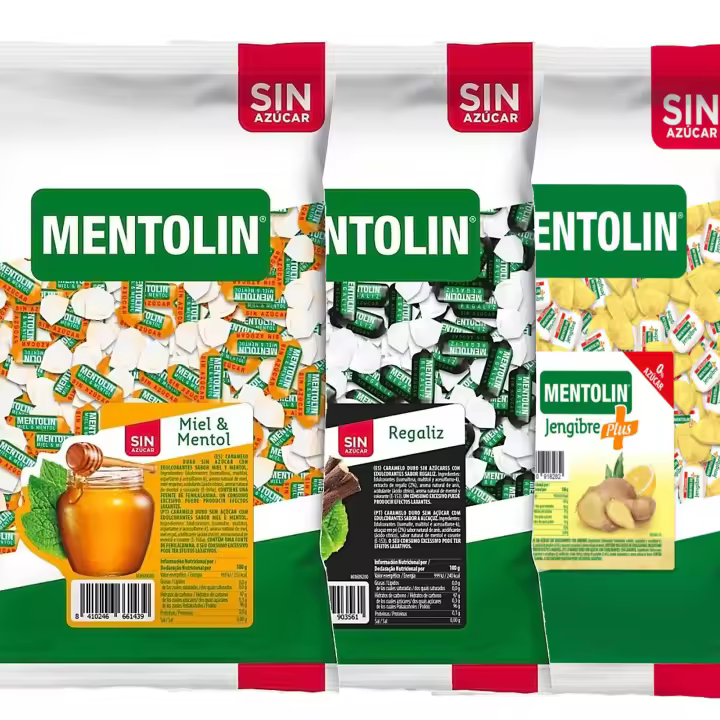MENTOLIN PACK 3 Kg caramelos sin azúcar duros Miel Mentol & Regaliz & Plus Jengibre - 1