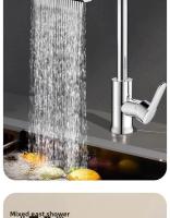 Grifo De Cocina Gris Con Cabeza Giratoria Y Rociador Flujo De Agua En Forma De Cascada Acero Inoxidable Tapau De Cocina - details 5