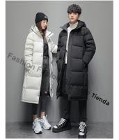 Abrigo De Pollo Blanca Hinchado Para Hombres Chaqueta De Invierno Con Capucha Casual De Color Sólido Outerwear Para Parejas Ropa Exterior - details 9