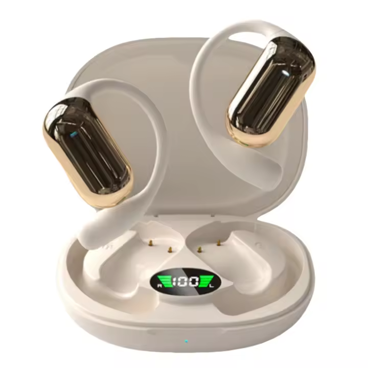 Auriculares Deportivos de Bluetooth V5.4 Cascos Auriculares Inalámbricos de Conducción Ósea Colgante de Oído Abierto - Sonido cristal y potente - Batería 500 mAh de gran capacidad - Diseño moderno - Fijación buena es ideal para deportes o gimnasio - 1