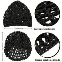 Malla De Crochet Para Cabello 1PC Negro Accesorio De Cubierta Para Cabello Suave Rayón Para Dormir Snood Para Mujeres - details 1