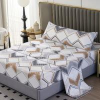 Juego de Cama 3 Piezas con Diseño Geométrico Discreto - Combinación Moderna de Formas Minimalistas | Incluye Cubrecama + Sábana Elástica 360° + Funda de Almohada | Tallas: 90cm (Individual), 105cm (Matrimonio), 135cm (Queen), 150cm (King) | - details 0