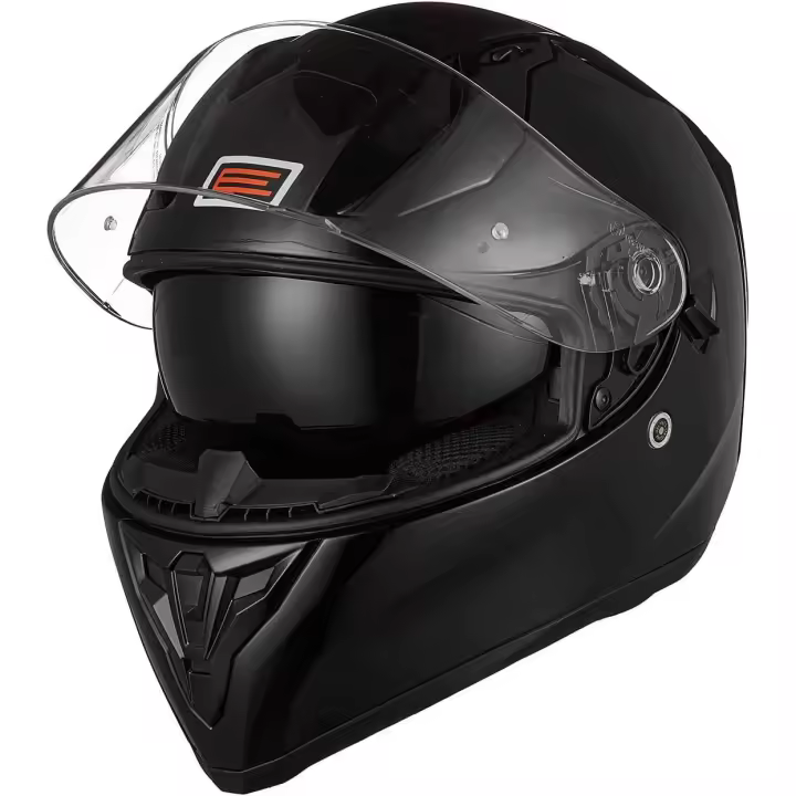 CASCO INTEGRAL NEGRO MATE INCLUYE GAFA SOLAR MARCA ITALIANA ORIGINE - 1