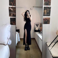 Vestido Maxi Elegante Negro Sin Mangas Con Abertura Lateral Alta Y Bodycon Para Fiesta De Noche Estilo Asimétrico Synthetique - details 5