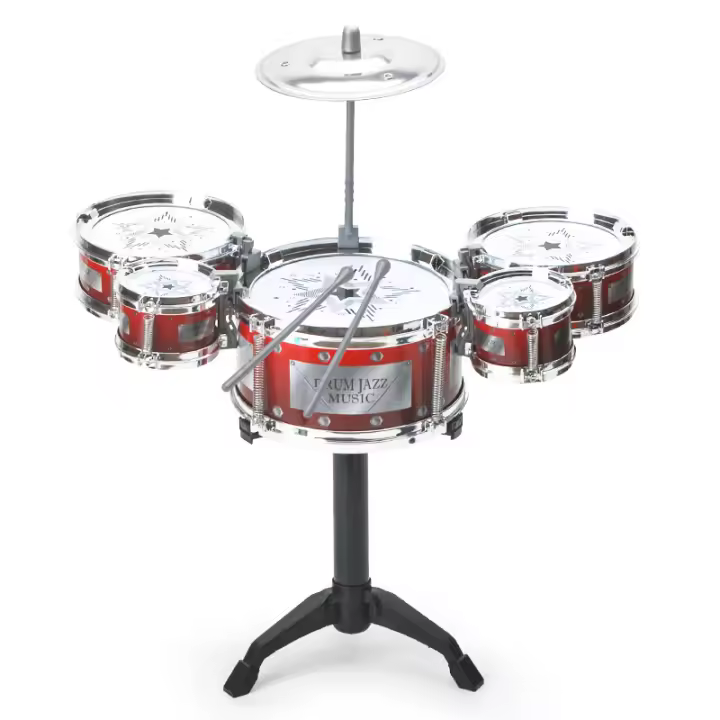 Batería De Jazz Dinámica Para Niños Juguetes Instrucciones De Percusión Occidental Instrumento Musical Para Principiantes Colores Rojo Azul Negro - 1