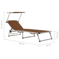 vidaXL Tumbonas plegables con techo 2 uds aluminio y textilene Sillas de Exterior Ideal para jardín, playa, piscina, terraza Tumbona Piscina Tumbonas Playa Tumbonas Jardín Exterior - details 7