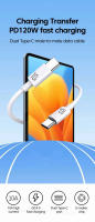 Cable De Carga Rápida NNBILI 120W 10A Doble Tipo C Para iPhone 15 pro Samsung Xiaomi Huawei POCO Cable USB C Para Transferencia De Datos - details 0