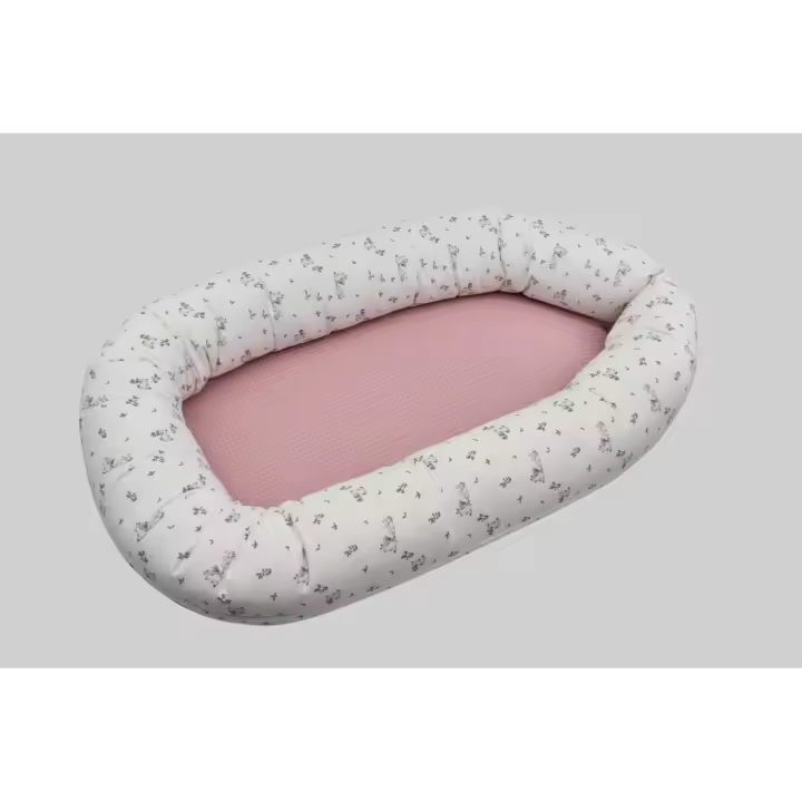 Cuna Nido Conejitos, Color Rosa Maquillaje, Exterior 100% Algodón, Interior 100% Poliéster, Denenes - 1