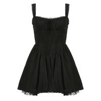 Vestido Mini A-Line De Encaje IAMHOTTY Blanco Sin Mangas Estilo Coquette Elegante Y Dulce Para Fiesta Y Vacaciones Traje De Corset Con Panel De Encaje - details 13